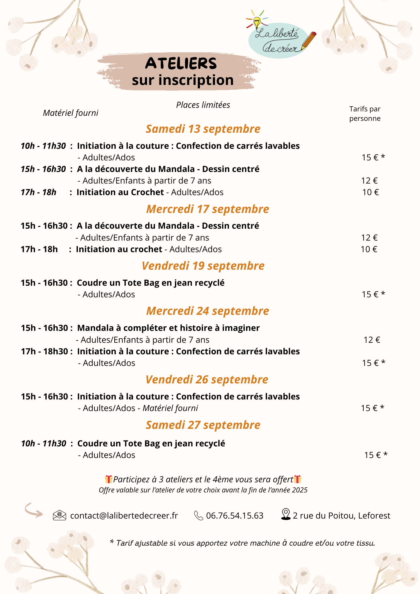 Ateliers septembre 2025
