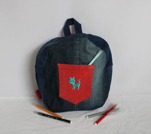 Sac à dos enfant en jean orangé